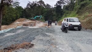 Nampak lokasi kegiatan longsoran ruas jalan nasional Rangkasbitung-Cigeulung.